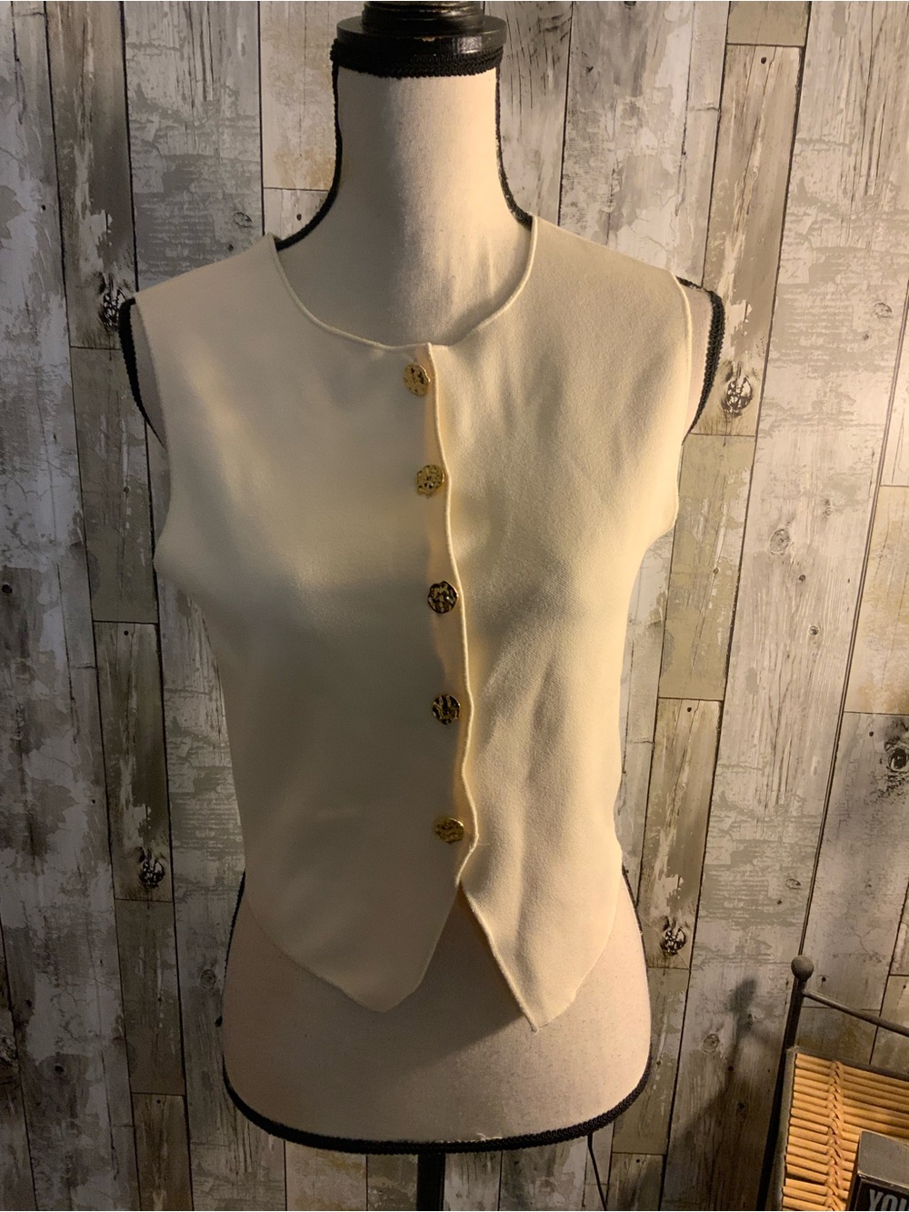 H&M Cream Sleeveless Top with Gold Button Detail